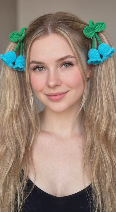 Crochet Hair Ties – Strawberries, Apples & Bluebells