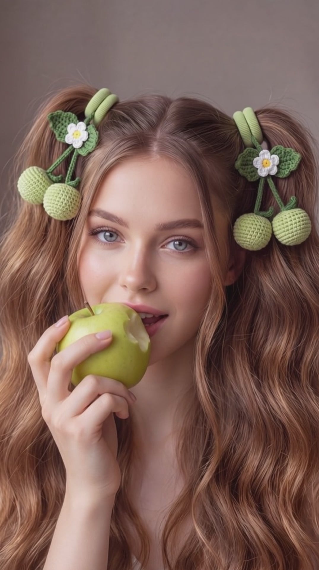 Crochet Hair Ties – Strawberries, Apples & Bluebells
