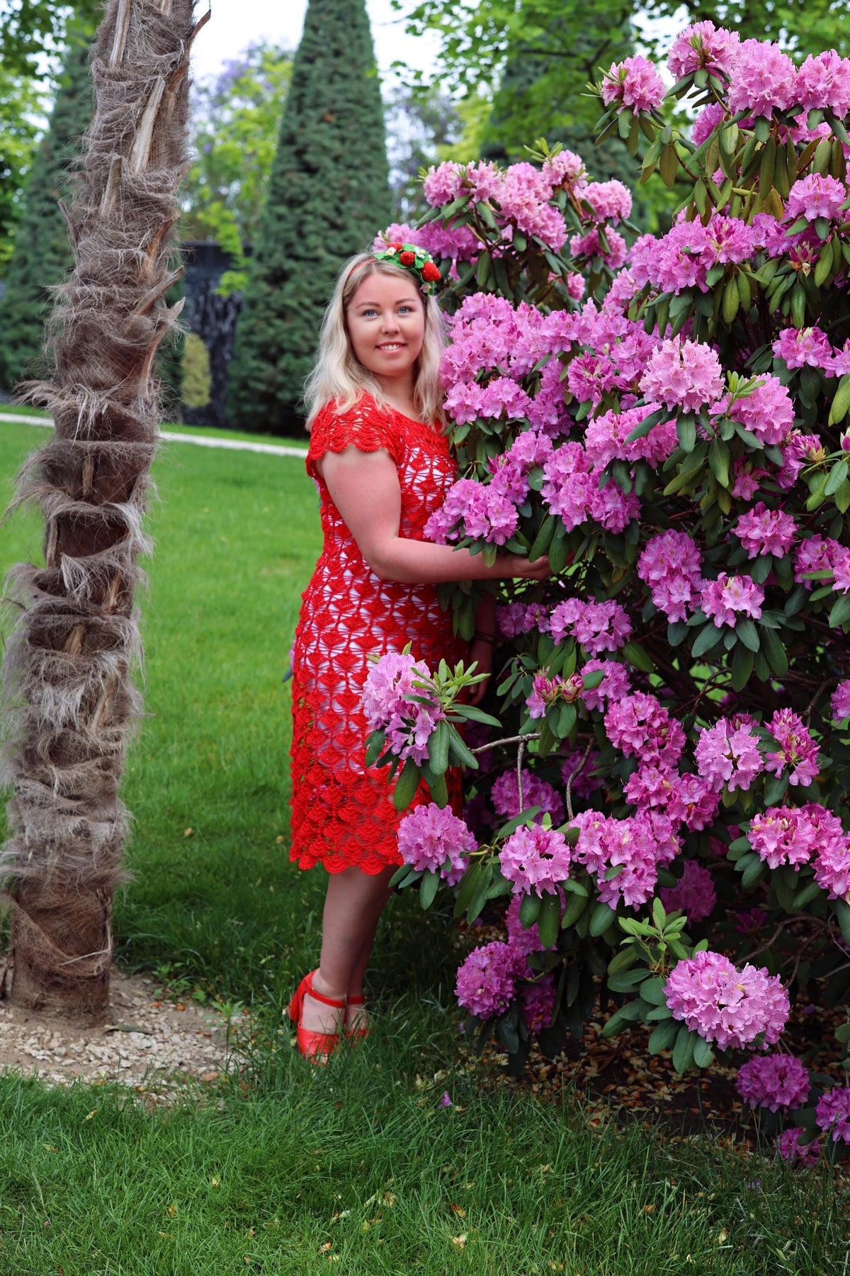 Handmade Crochet Linen Dress with Fan Stitch Pattern | Custom Made