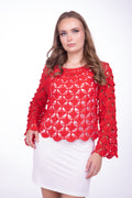 Crochet openwork jumper made from 100% linen